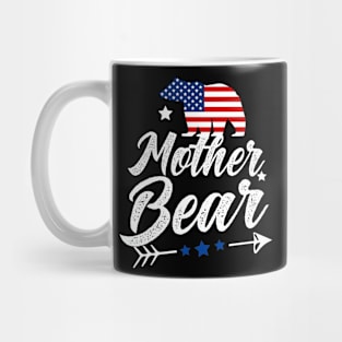 Mother Bear Patriotic Flag Matching 4th Of July Mug